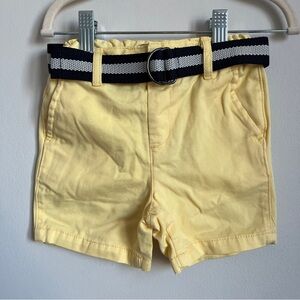 Children’s Place Toddler Boys Belted Woven Chino Shorts in Yellow Sz 18-24mo